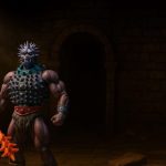 Spikor standing in eerie dark castle setting.