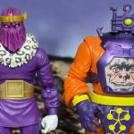 Nostalgic comic recreation with Zemo and Zola figures embodying Masters of Evil tactics.